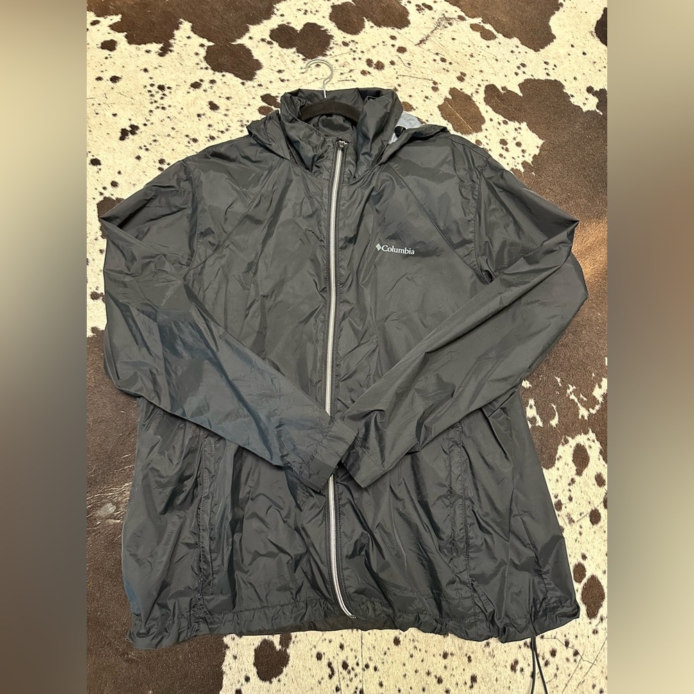 Columbia Black Hooded Rain Jacket